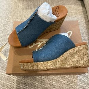 Zodiac denim wedge perla shoes